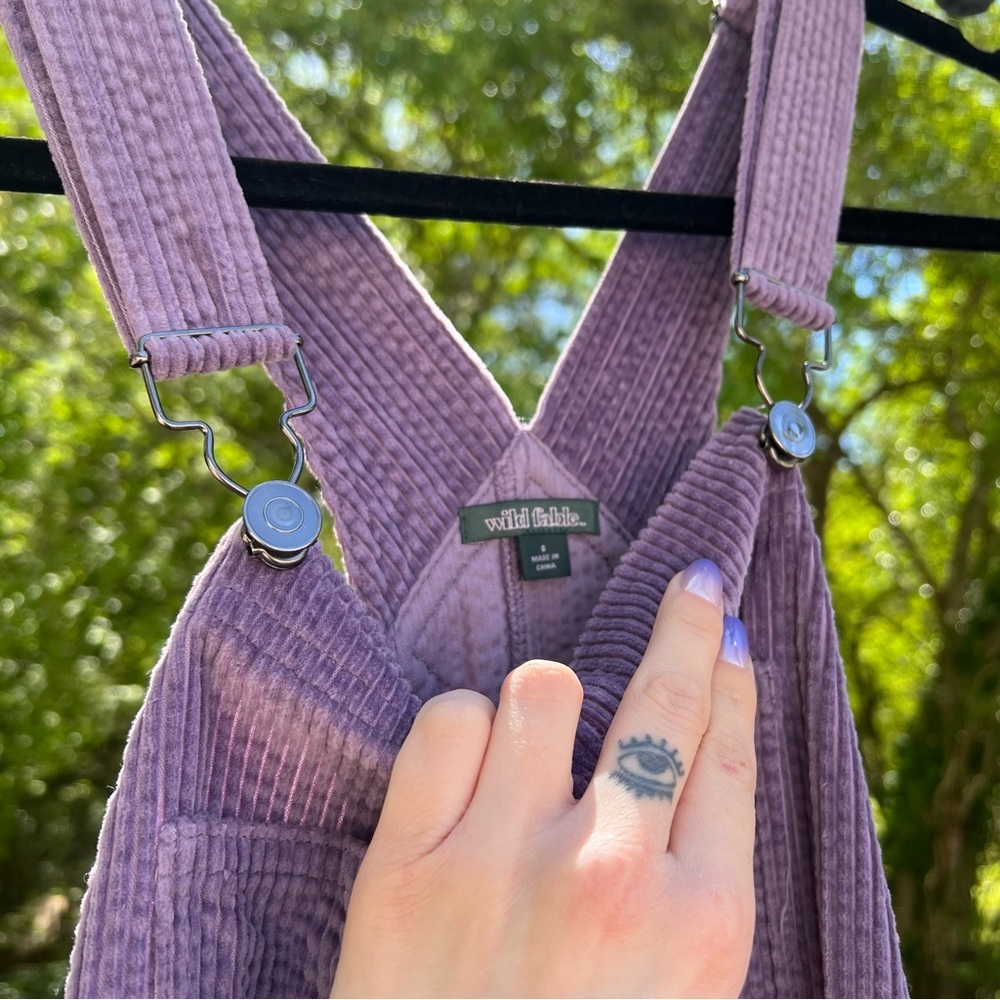 soft lavender corduroy overalls